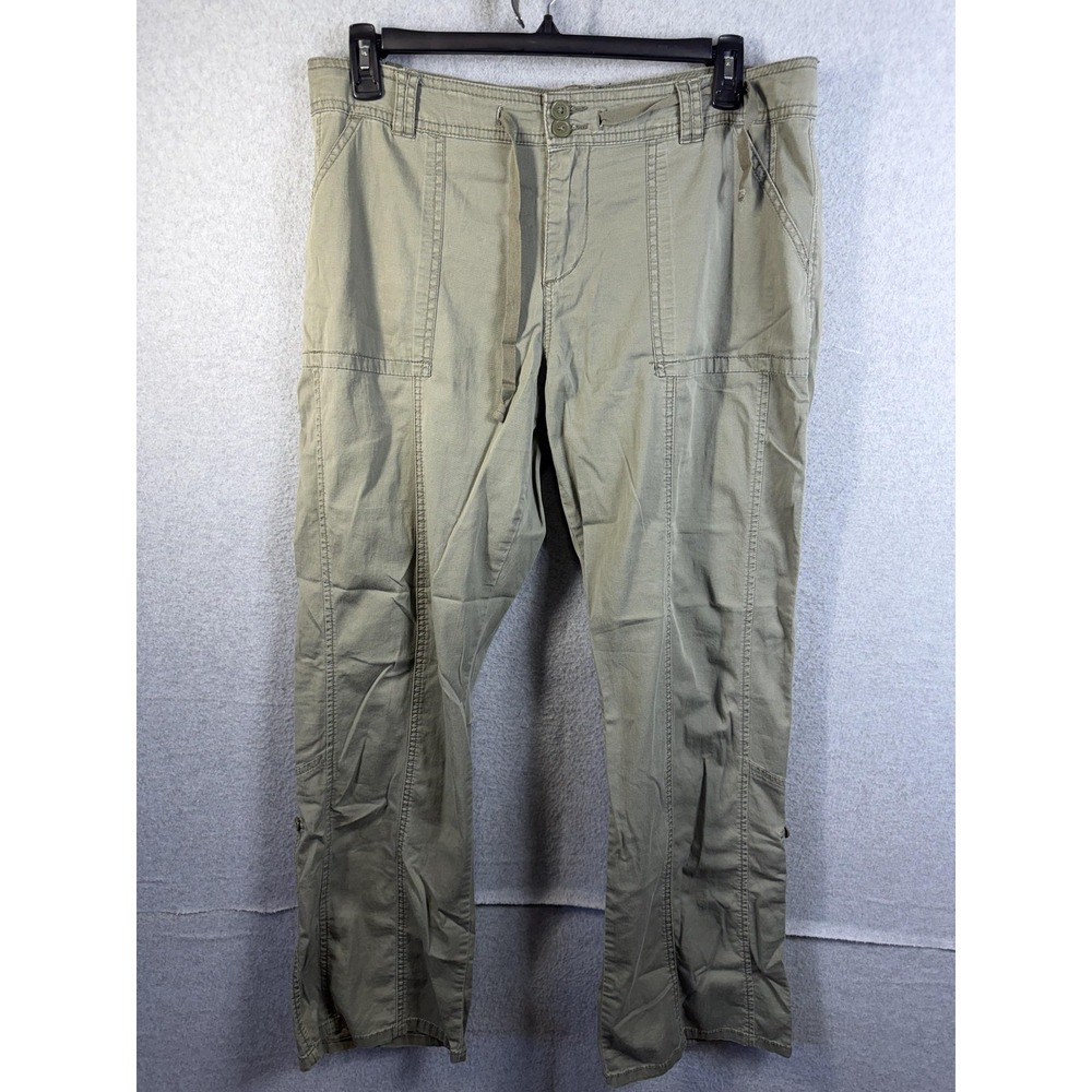 Supplies Pants Womens 14 Green Chino Stretch Utility Pockets Adjustable Waist